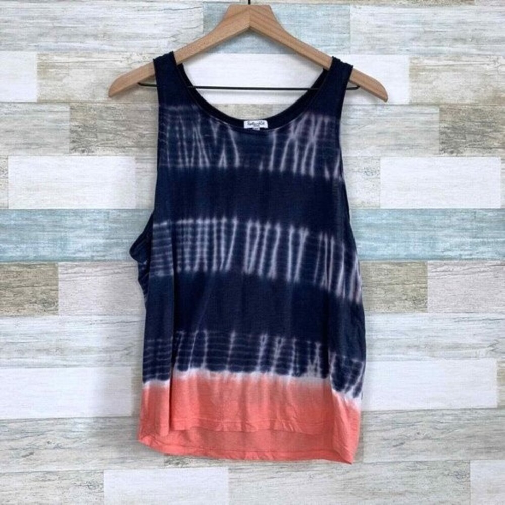 Splendid Karpaz Tie Dye Tank Top Blue Pink Shibori Supima Cotton Womens Small